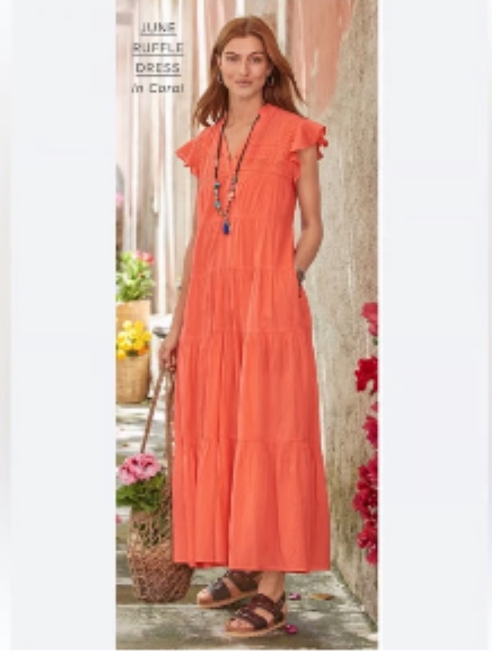 Sundance June Ruffle Midi Dress Orange Yellow Size Medium